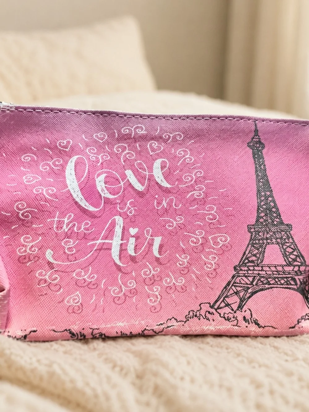 Pink 'Love in the Air' Canvas Cosmetic Bag